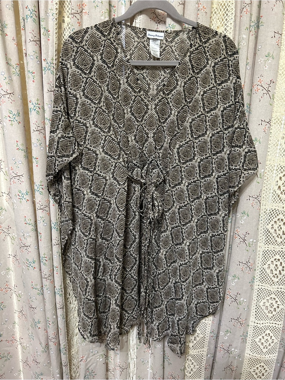 3/$25 Tommy Bahama‎ Snake Print Kimono Cover Up Size S/M Drawstring Waist Caftan